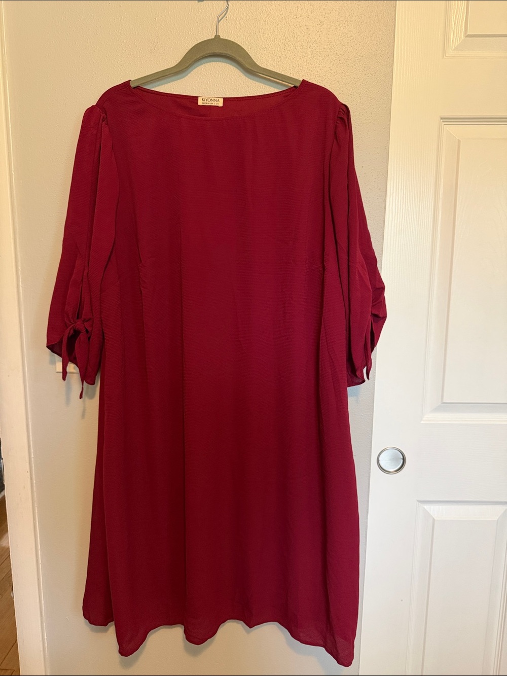 Classic Burgundy Women's Tie-Sleeve Dress